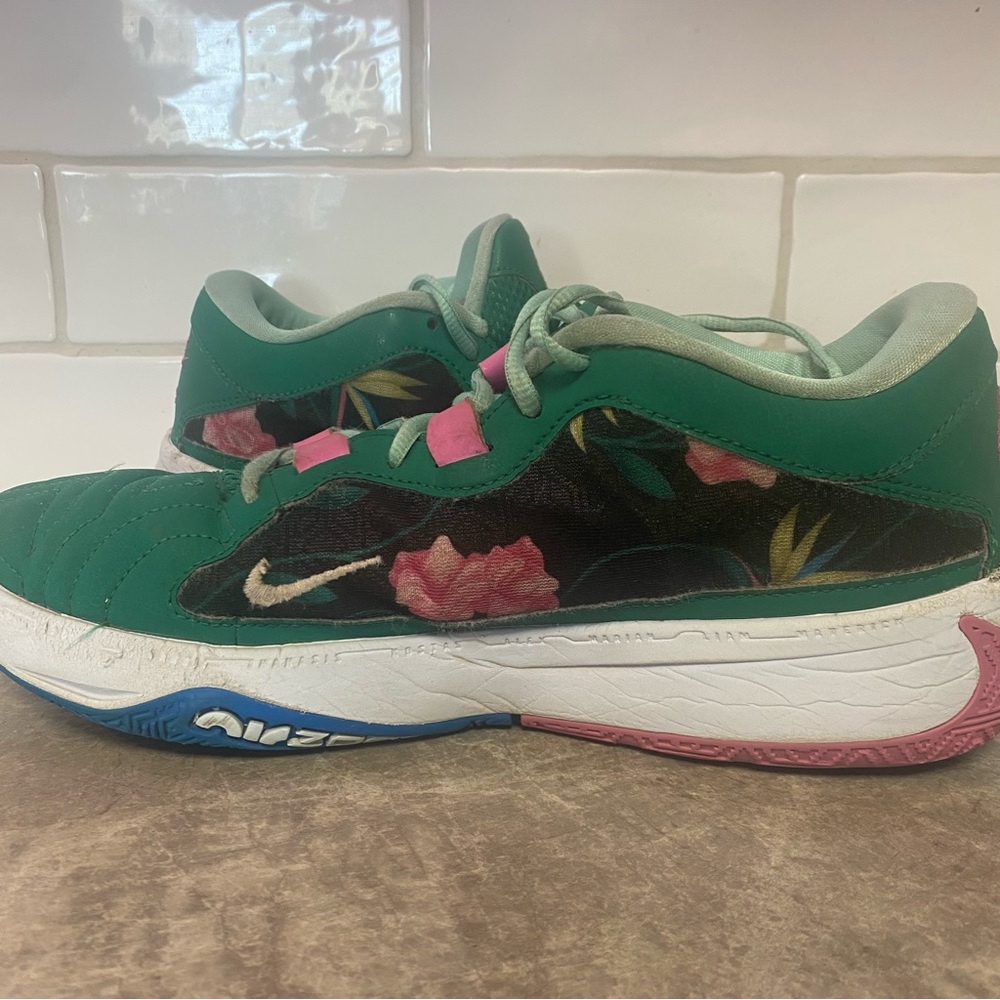 Nike Men's Zoom Freak 5 Floral Sneakers - Green, Pink, Yellow Accents - Picture 2 of 9